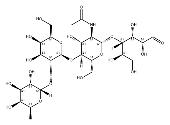 O-6-脫氧-ALPHA-L-吡喃半乳糖基-(1-2)-O-BETA-D-吡喃半乳糖基-(1-4)-O-2-(乙酰氨基)-2-脫氧-BETA-D-吡喃葡萄糖基-(1-4)-D-半乳糖, 1352644-16-6, 結(jié)構(gòu)式