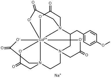 Gadolinate(2-), [N-[2-[bis(carboxymethyl)amino]ethyl]-N-[2-[bis(carboxymethyl)amino]-3-(4-methoxyphenyl)propyl]glycinato(5-)]-, disodium (9CI) Struktur