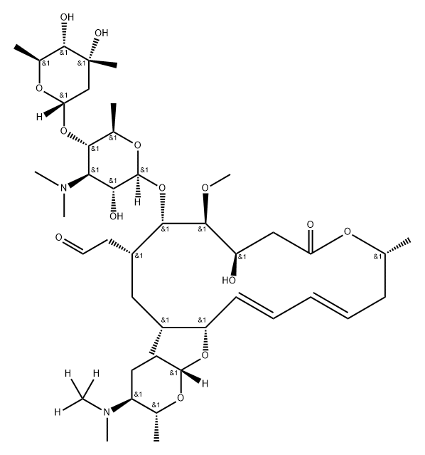 Leucomycin V, 9-O-[(2R,5S,6R)-tetrahydro-6-methyl-5-[methyl(methyl-d3)amino]-2H-pyran-2-yl]- Struktur