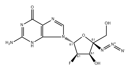 4′-C-Azido-2′-deoxy-2′-fluoroguanosine Struktur