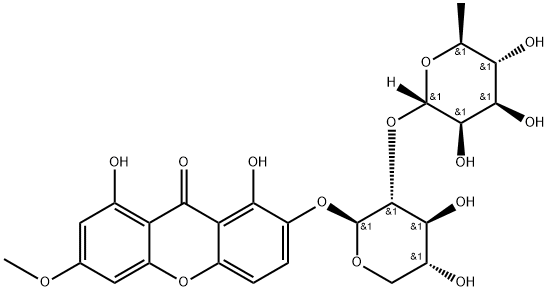 Swertianin 2-O-α-L-
rhamnopyranosyl-(1→2)-β-D-xylopyranoside Struktur