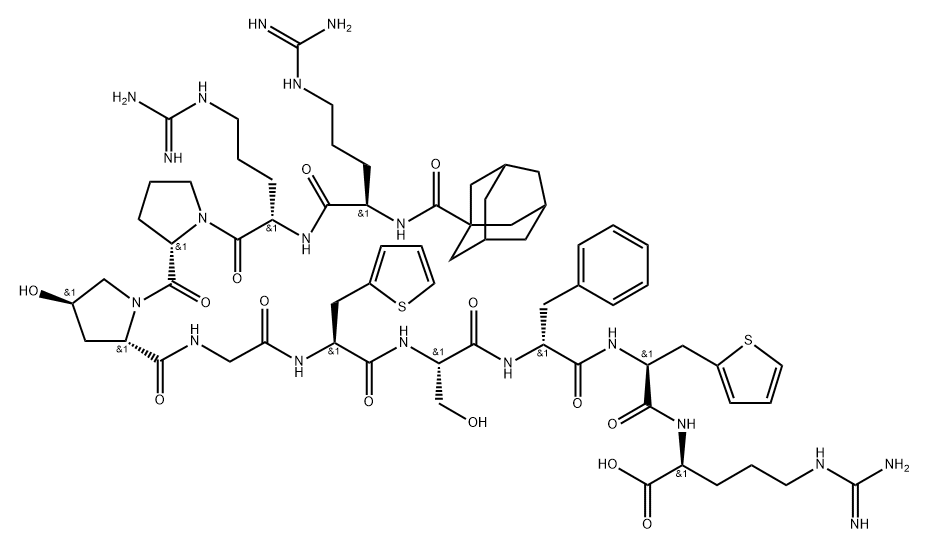 bradykinin, 1-adamantanecarboxylic acid-Arg(0)-Hyp(3)-Thi(5,8)-Phe(7)- Struktur