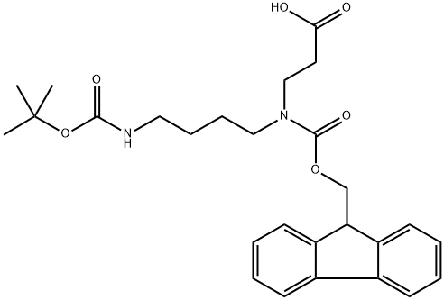 β-Alanine, N-[4-[[(1,1-dimethylethoxy)carbonyl]amino]butyl]-N-[(9H-fluoren-9-ylmethoxy)carbonyl]- Struktur