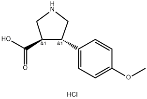 3-Pyrrolidinecarboxylic acid, 4-(4-methoxyphenyl)-, hydrochloride (1:1), (3R,4S)- Struktur