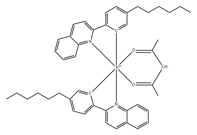 Bis[2-(4-n-hexylphenyl)quinoline](acetylacetonate)iridiuM(III) Struktur