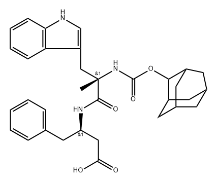 Benzenebutanoic acid, β-[[(2S)-3-(1H-indol-3-yl)-2-methyl-1-oxo-2-[[(tricyclo[3.3.1.13,7]dec-2-yloxy)carbonyl]amino]propyl]amino]-, (βR)- Struktur