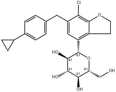 D-Glucitol, 1,5-anhydro-1-C-[7-chloro-6-[(4-cyclopropylphenyl)methyl]-2,3-dihydro-4-benzofuranyl]-, (1S)- Struktur