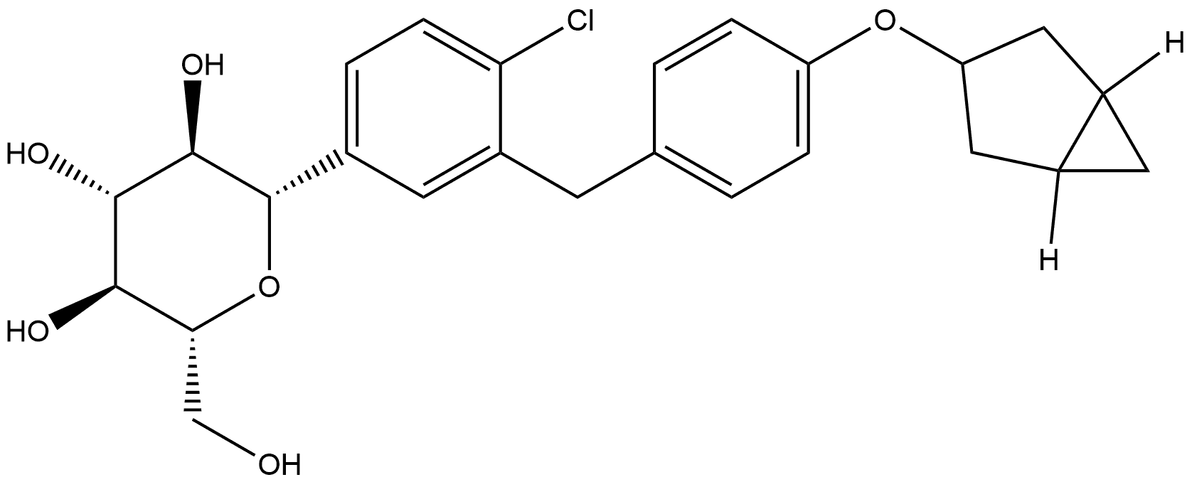 D-Glucitol, 1,5-anhydro-1-C-[3-[[4-(bicyclo[3.1.0]hex-3-yloxy)phenyl]methyl]-4-chlorophenyl]-, (1S)- Struktur