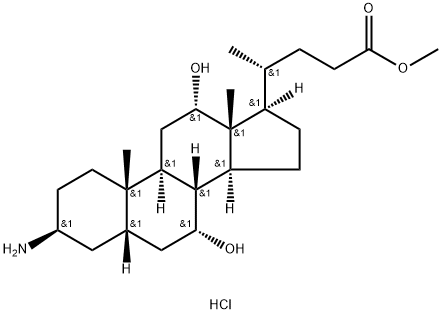 Cholan-24-oic acid, 3-amino-7,12-dihydroxy-, methyl ester, hydrochloride (1:1), (3β,5β,7α,12α)- Struktur