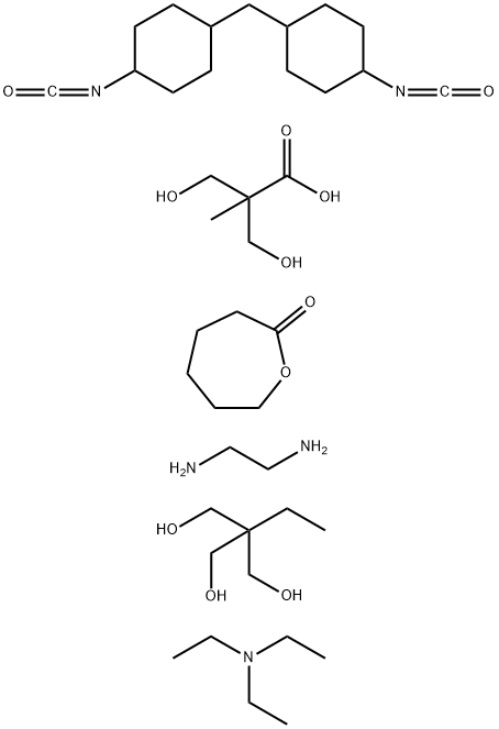 Propanoic acid, 3-hydroxy-2-(hydroxymethyl)-2-methyl-, polymer with 1,2-ethanediamine, 2-ethyl-2-(hydroxymethyl)-1,3-propanediol, 1,1'-methylenebis[4-isocyanatocyclohexane] and 2-oxepanone, compd. with N,N-diethylethanamine Struktur