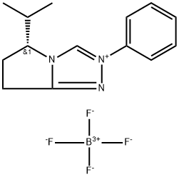 5H-Pyrrolo[2,1-c]-1,2,4-triazolium, 6,7-dihydro-5-(1-methylethyl)-2-phenyl-, (5R)-, tetrafluoroborate(1-) (1:1) Struktur