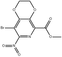 methyl8-bromo-7-nitro-2,3-dihydro-[1,4]dioxino[2,3-c]pyridine-5-carboxylate Struktur