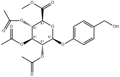 β-D-Glucopyranosiduronic acid, 4-(hydroxymethyl)phenyl, methyl ester, 2,3,4-triacetate Struktur