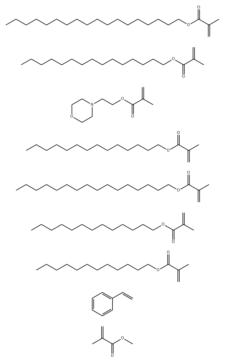 Dodecyl  2-methyl-2-propenoate polymer with ethenylbenzene, hexadecyl 2-methyl-2-propenoate, methyl 2-methyl-2-propenoate, 2-(4-morpholinyl)ethyl 2-methyl-2-propenoate, octadecyl 2-methyl-2-propenoate, pentadecyl 2-methyl-2-propenoate, tetradecyl 2-methyl Struktur