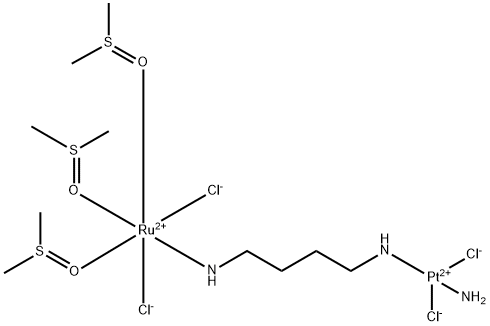 N-(dichlorotris(dimethylsulfoxide)ruthenium(II))-N-(amminedichloroplatinum(II))butane-1,4-diamine Struktur