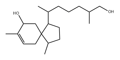 Spiro[4.5]dec-7-ene-1-hexanol, 9-hydroxy-β,ζ,4,8-tetramethyl-, [1R-[1α(βS*,ζR*),4β,5β(S*)]]- (9CI) Struktur