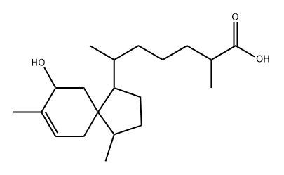 Spiro[4.5]dec-7-ene-1-hexanoic acid, 9-hydroxy-α,ε,4,8-tetramethyl-, [1R-[1α(αS*,εR*),4β,5β(S*)]]- (9CI) Struktur