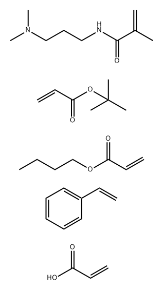 2-Propenoic acid, polymer with butyl 2-propenoate, N-3-(dimethylamino)propyl-2-methyl-2-propenamide, 1,1-dimethylethyl 2-propenoate and ethenylbenzene Struktur