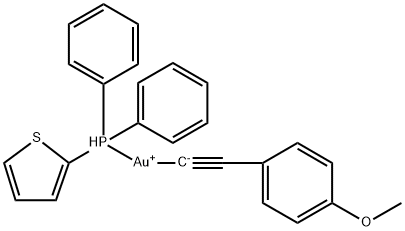 (Diphenyl-2-thienylphosphine-κP)[2-(4-methoxyphenyl)ethynyl]gold Struktur