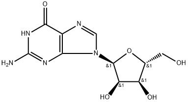 6H-Purin-6-one, 2-amino-1,9-dihydro-9-α-D-ribofuranosyl- Struktur