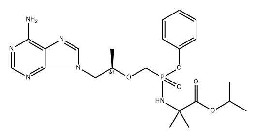 Alanine, N-[(S)-[[(1R)-2-(6-amino-9H-purin-9-yl)-1-methylethoxy]methyl]phenoxyphosphinyl]-2-methyl-, 1-methylethyl ester Struktur