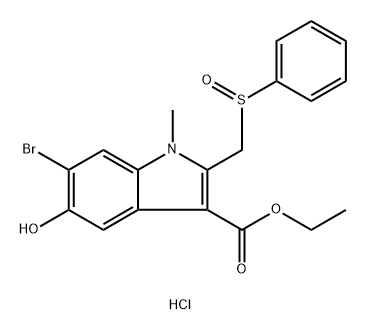 1H-Indole-3-carboxylic acid, 6-bromo-5-hydroxy-1-methyl-2-[(phenylsulfinyl)methyl]-, ethyl ester, hydrochloride (1:1) Struktur