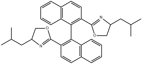 Oxazole, 2,2'-(1S)-[1,1'-binaphthalene]-2,2'-diylbis[4,5-dihydro-4-(2-methylpropyl)-, (4S,4'S)- Struktur