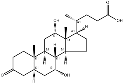 3-Keto-7α,12α-dihydroxy-5α-cholanic Acid Struktur