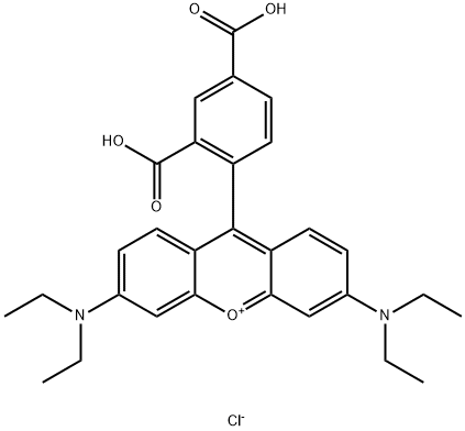 Xanthylium, 9-(2,4-dicarboxyphenyl)-3,6-bis(diethylamino)-, chloride (1:1) Struktur