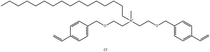 N,N-bis[2-[(4-ethenylphenyl)methoxy]ethyl]-N-methyl-1-hexadecanaminium chloride (1:1) Struktur