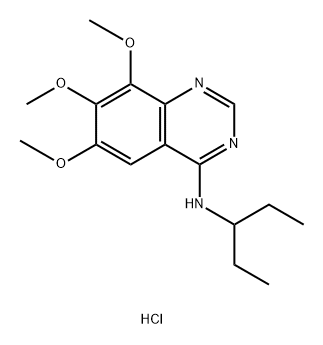 4-Quinazolinamine, N-(1-ethylpropyl)-6,7,8-trimethoxy-, hydrochloride (1:1) Struktur