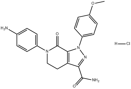 1H-Pyrazolo[3,4-c]pyridine-3-carboxamide, 6-(4-aminophenyl)-4,5,6,7-tetrahydro-1-(4-methoxyphenyl)-7-oxo-, hydrochloride (1:1) Struktur