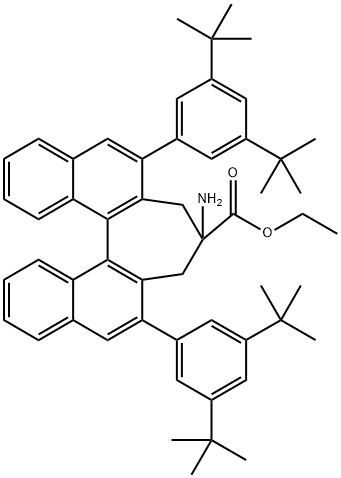 Ethyl (11bR)-4-Amino-2,6-bis(3,5-di-tert-butylphenyl)-4,5-dihydro-3H-cyclohepta[1,2-a:7,6-a']dinaphthalene-4-carboxylate Struktur