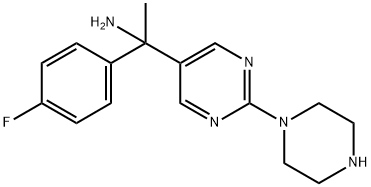 5-Pyrimidinemethanamine, α-(4-fluorophenyl)-α-methyl-2-(1-piperazinyl)- Struktur