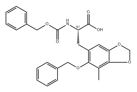 1,3-Benzodioxole-5-propanoic acid, 7-methyl-6-(phenylmethoxy)-α-[[(phenylmethoxy)carbonyl]amino]-, (αS)- Struktur