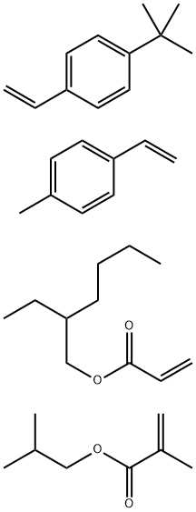 2-Propenoic acid, 2-methyl-, 2-methylpropyl ester, polymer with 1-(1,1-dimethylethyl)-4-ethenylbenzene, 1-ethenyl-4-methylbenzene and 2-ethylhexyl 2-propenoate Struktur