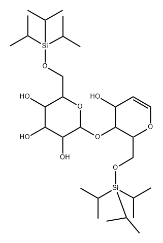 1,5-Anhydro-2-deoxy-6-O-[tris(1-methylethyl)silyl]-4-O-[6-O-[tris(1-methylethyl)silyl]-beta-D-galactopyranosyl]-D-arabino-hex-1-enitol Struktur