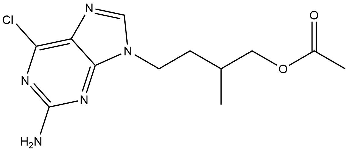 9H-Purine-9-butanol, 2-amino-6-chloro-β-methyl-, 9-acetate Struktur