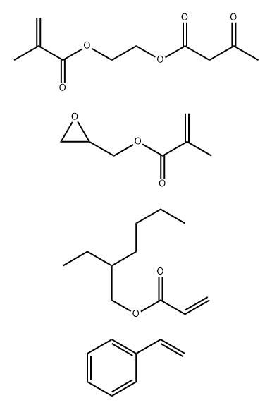 Butanoic acid, 3-oxo-, 2-(2-methyl-1-oxo-2-propenyl)oxyethyl ester, polymer with ethenylbenzene, 2-ethylhexyl 2-propenoate and oxiranylmethyl 2-methyl-2-propenoate Struktur