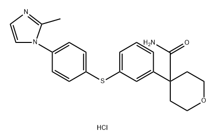 2H-Pyran-4-carboxamide, tetrahydro-4-[3-[[4-(2-methyl-1H-imidazol-1-yl)phenyl]thio]phenyl]-, hydrochloride (1:1) Struktur