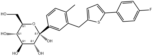 (2S,3R,4S,5S,6R)-2-(3-((5-(4-氟苯基)噻吩-2-基)甲基)-4-甲基苯基)-6-(羥甲基)四氫-2H-吡喃-2,3,4,5-四醇 結(jié)構(gòu)式