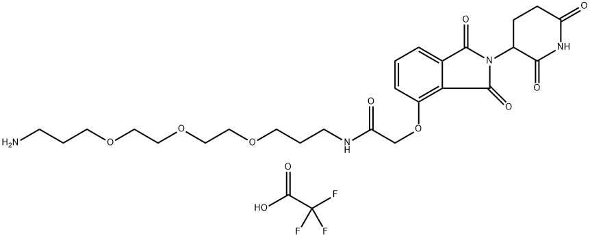 N-(3-(2-(2-(3-Aminopropoxy)ethoxy)ethoxy)propyl)-2-((2-(2,6-dioxopiperidin-3-yl)-1,3-dioxoisoindolin-4-yl)oxy)acetamide Trifluoroacetate Struktur