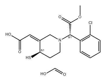 Formic acid, compd. with 1-methyl (αS,3Z,4R)-3-(carboxymethylene)-α-(2-chlorophenyl)-4-mercapto-1-piperidineacetate (1:1) Struktur