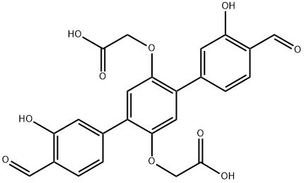 2,2'-((4,4''-diformyl-3,3''-dihydroxy-[1,1':4',1''-terphenyl]-2',5'-diyl)bis(oxy))diacetic acid Struktur