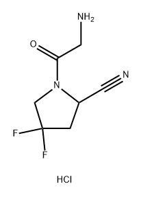 2-Pyrrolidinecarbonitrile, 1-(2-aminoacetyl)-4,4-difluoro-, hydrochloride (1:1) Struktur