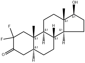 (5S,8S,9S,10S,13S,14S,17S)-2,2-difluoro-17-hydroxy-10,13-dimethyl-4,5, 6,7,8,9,11,12,14,15,16,17-dodecahydro-1H-cyclopenta[a]phenanthren-3-on e Struktur