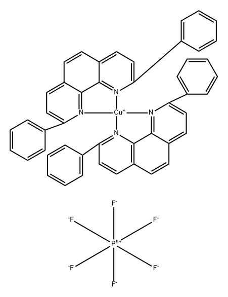 Copper(1+), bis(2,9-diphenyl-1,10-phenanthroline-κN1,κN10)-, (T-4)-, hexafluorophosphate(1-) (1:1) Struktur