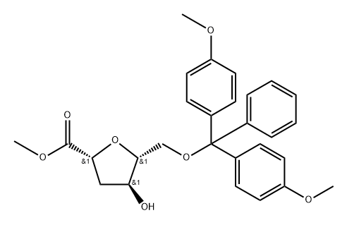 2,5-Anhydro-3-deoxy-6-O-DMT-D-ribo-hexonic acid methyl ester Struktur