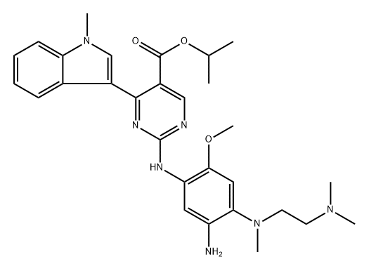 Isopropyl 2-((5-amino-4-((2-(dimethylamino)ethyl)(methyl)amino)-2-methoxyphenyl)amino)-4-(1-methyl-1H-indol-3-yl)pyrimidine-5-carboxylate