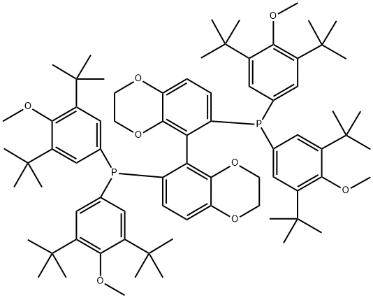 Phosphine, 1,1'-[(5R)-2,2',3,3'-tetrahydro[5,5'-bi-1,4-benzodioxin]-6,6'-diyl]bis[1,1-bis[3,5-bis(1,1-dimethylethyl)-4-methoxyphenyl]- Struktur